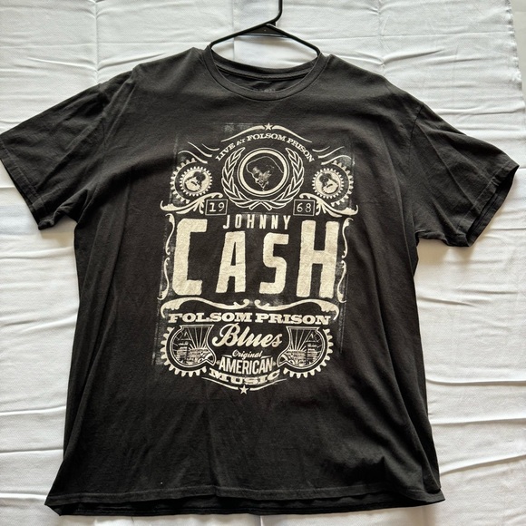 Johnny Cash 1968 Live at Folsom Prison Black Short Sleeve Crewneck T-Shirt Sz xl - Picture 1 of 4